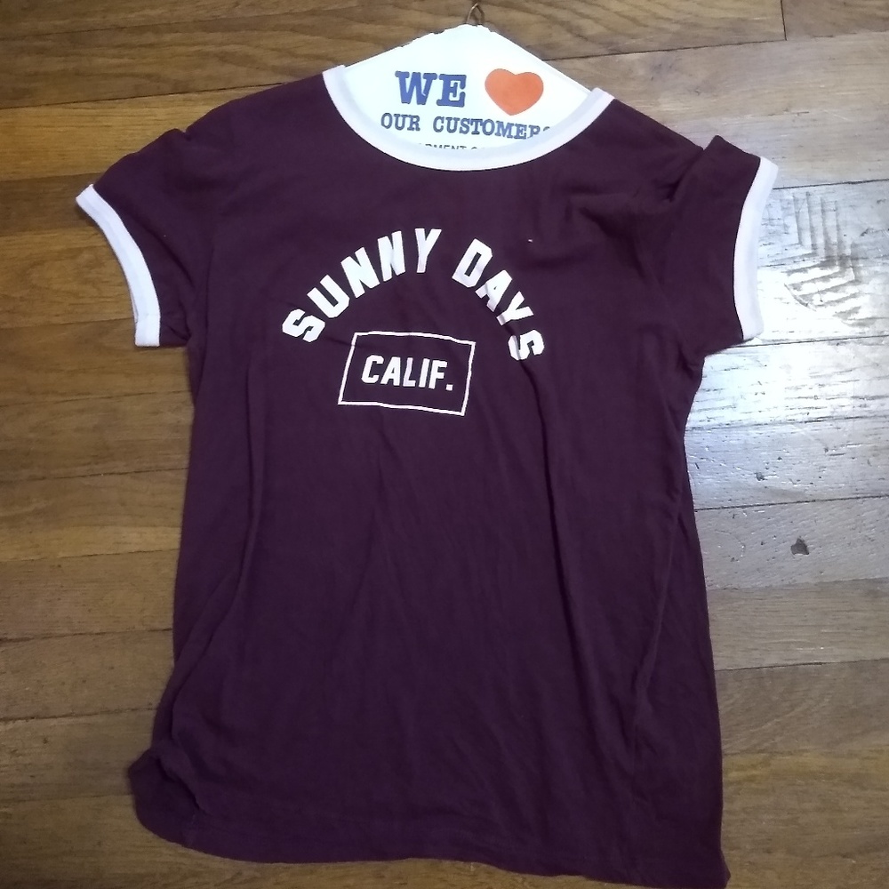 Sunny days, California maroon shirt